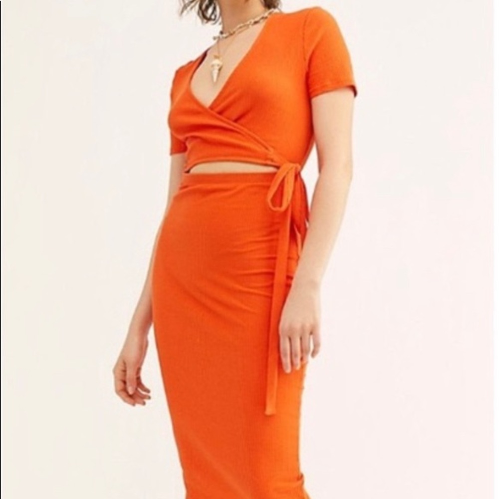 Free People Vroom Vroom dress in orange, size S